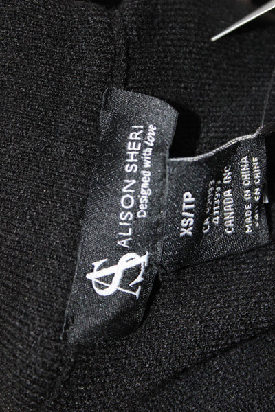 Alison Sheri Women Black Button Mock Neck 3/4 Sleeve Jacket Size XS