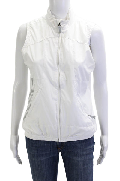 Adidas Womens White Windbreaker Vest High Neck Polyester Size S