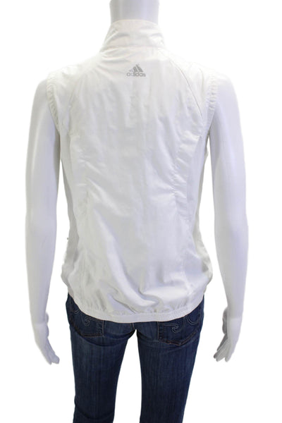 Adidas Womens White Windbreaker Vest High Neck Polyester Size S