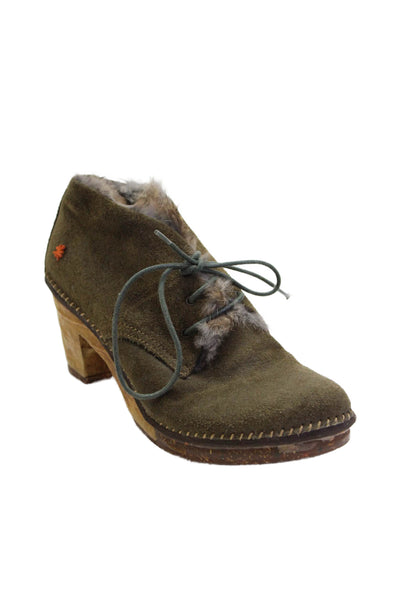 Art Womens Suede Lace Up Ankle Booties Green Size 41 11