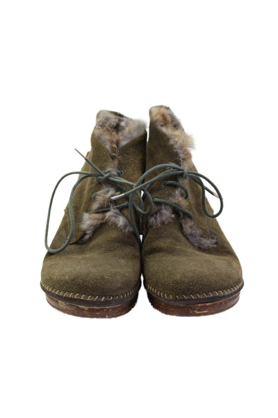 Art Womens Suede Lace Up Ankle Booties Green Size 41 11