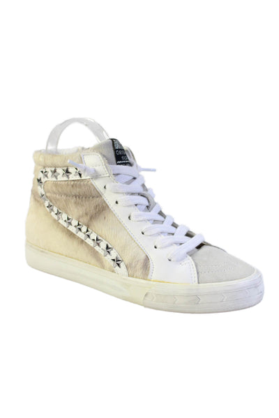 Vintage Havana Womens Star Studded High Top Sneakers Beige White Size 7