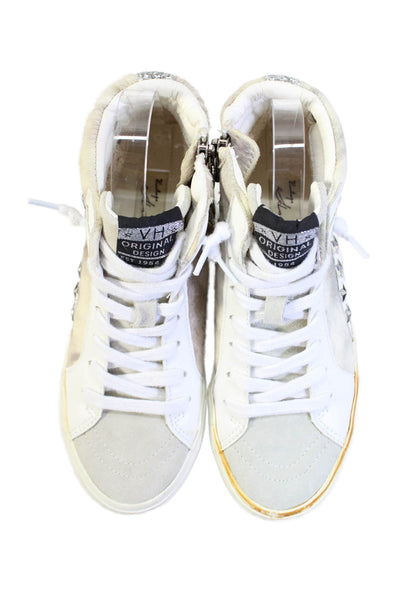Vintage Havana Womens Star Studded High Top Sneakers Beige White Size 7