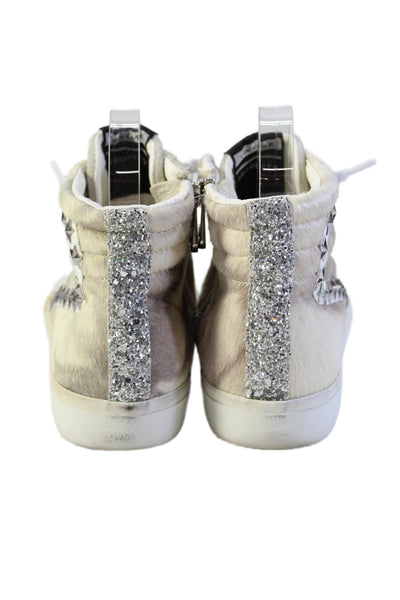 Vintage Havana Womens Star Studded High Top Sneakers Beige White Size 7