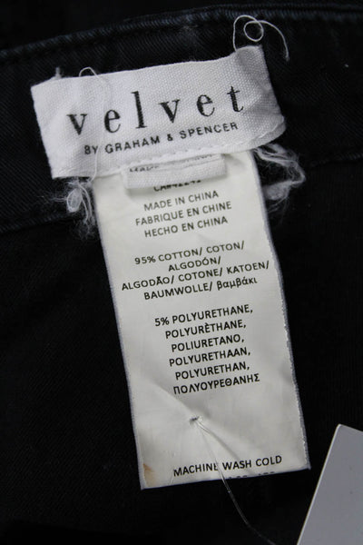 Velvet by Graham & Spencer Womens Cropped Jogger Pants Black Hook Eye Size 6