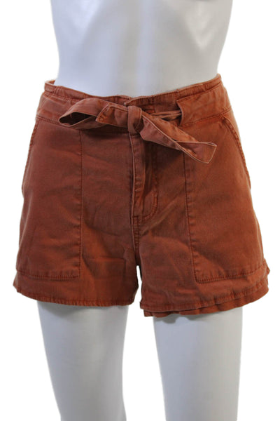 Liverpool Los Angeles Unisex Chino Shorts Brown Button Size 6