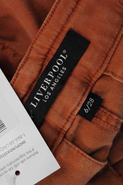 Liverpool Los Angeles Unisex Chino Shorts Brown Button Size 6
