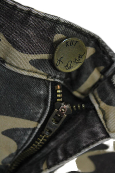 KUT from the Kloth Women Ankle Cropped Camouflage Beige Jeans Button Size 8