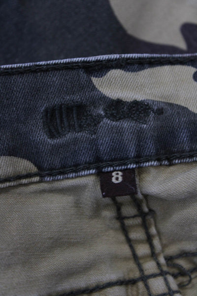 KUT from the Kloth Women Ankle Cropped Camouflage Beige Jeans Button Size 8