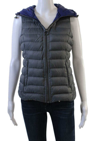 Michael Michael Kors Womens Quilted Puffer Vest Dark Gray High Neck Size XS