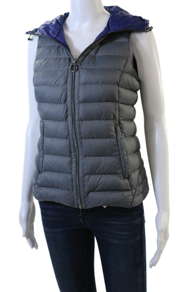 Michael Michael Kors Womens Quilted Puffer Vest Dark Gray High Neck Size XS
