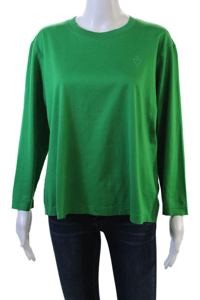 Escada Margaretha Ley Womens Basic T-Shirt Green 3/4 Sleeve Cotton Crew Size 42