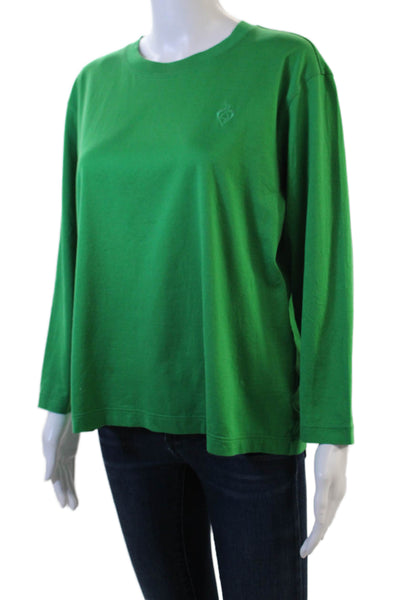 Escada Margaretha Ley Womens Basic T-Shirt Green 3/4 Sleeve Cotton Crew Size 42
