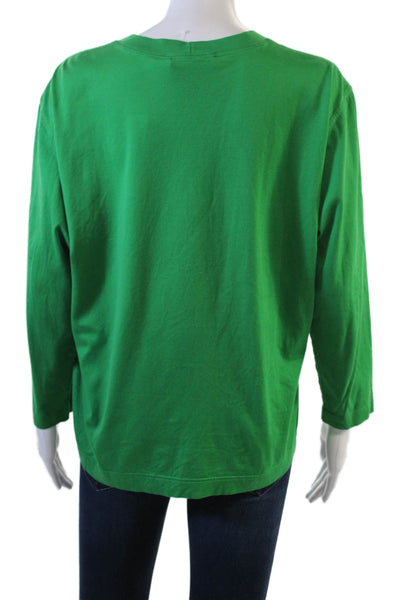 Escada Margaretha Ley Womens Basic T-Shirt Green 3/4 Sleeve Cotton Crew Size 42