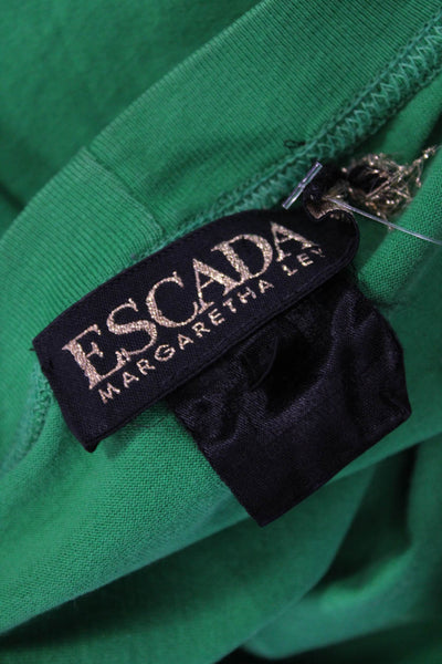 Escada Margaretha Ley Womens Basic T-Shirt Green 3/4 Sleeve Cotton Crew Size 42