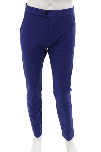 Greyson Mens Dress Pants Blue Cotton Button Solid Fall Size 30