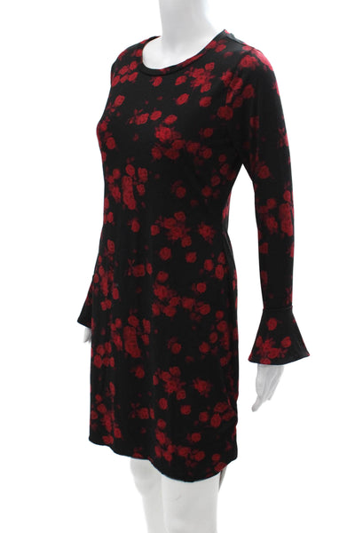 Michael Michael Kors Women Shift Dress Black Long Sleeve Knee Length Size PM