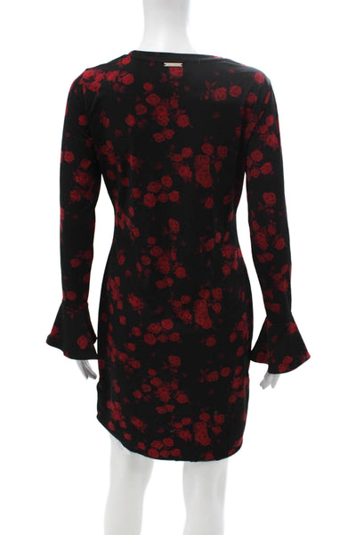 Michael Michael Kors Women Shift Dress Black Long Sleeve Knee Length Size PM