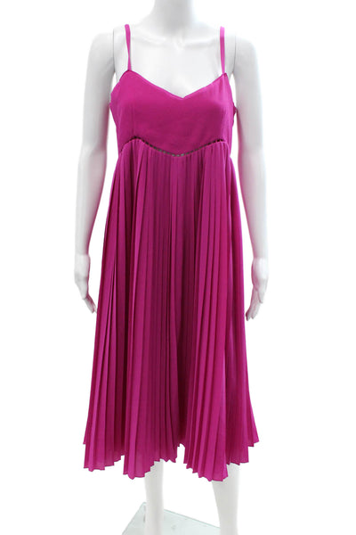 Trina Turk Women Slip Dress Pink V-Neck Sleeveless Zip Polyester Size 6