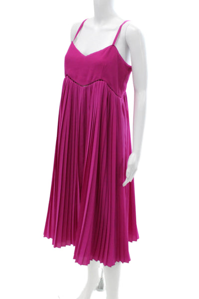 Trina Turk Women Slip Dress Pink V-Neck Sleeveless Zip Polyester Size 6