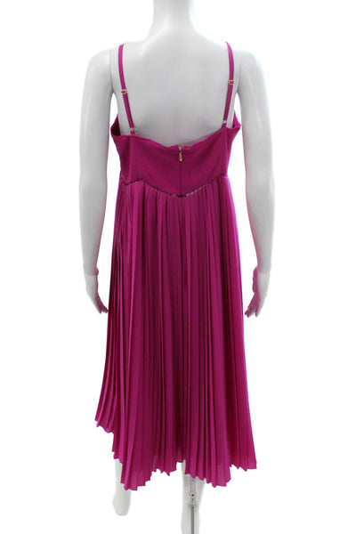 Trina Turk Women Slip Dress Pink V-Neck Sleeveless Zip Polyester Size 6