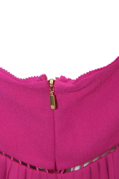 Trina Turk Women Slip Dress Pink V-Neck Sleeveless Zip Polyester Size 6