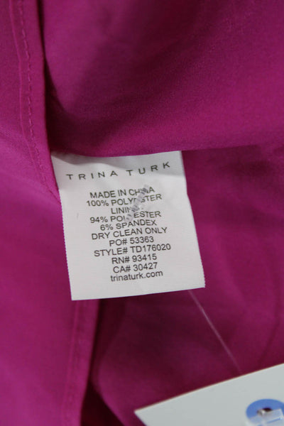 Trina Turk Women Slip Dress Pink V-Neck Sleeveless Zip Polyester Size 6