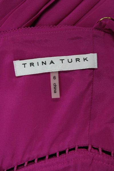 Trina Turk Women Slip Dress Pink V-Neck Sleeveless Zip Polyester Size 6