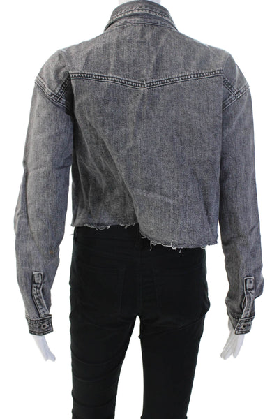 Grlfrnd Womens Dark Gray Cotton Button Long Sleeve Grunge Jacket Size S