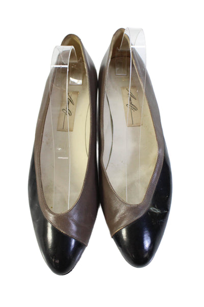 Amalfi Womens Leather Colorblock Slip On Casual Flats Brown Size 9.5