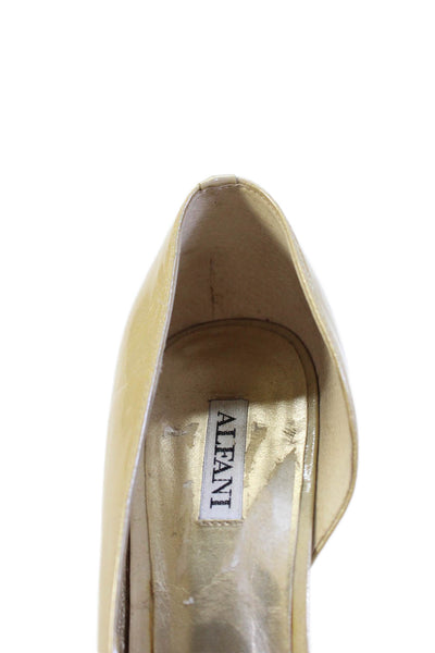 Alfani Womens Open Toe Slip On Gold Tone Buckle Heel Pumps Nude Size 9.5