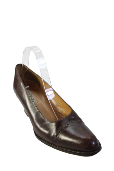 Ann Taylor Womens Rounded Toe Block Slip On Heels Brown Size 9.5