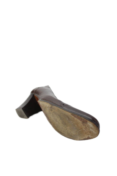 Ann Taylor Womens Rounded Toe Block Slip On Heels Brown Size 9.5