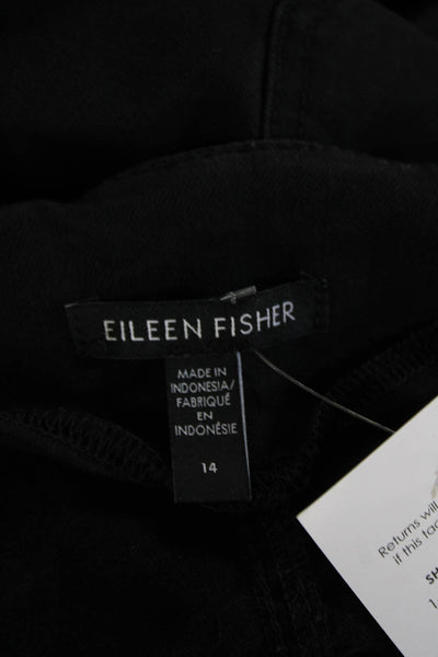 Eileen Fisher Women Cropped Ankle Pants Black Button Size 14