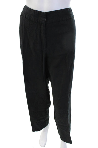 Eileen Fisher Womens Black Ankle Cropped Cotton Pants Size L