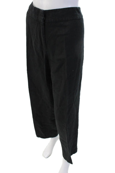 Eileen Fisher Womens Black Ankle Cropped Cotton Pants Size L