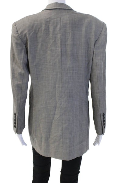 Escada Women Gray Check Wool Blazer Collared Button Long Sleeve 80s Size 40
