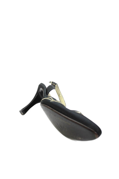 St. John Women's Pointed Toe Rhinestone Embellish Slingback Sandals Black Size 7