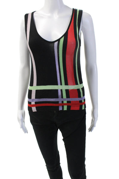 Armani Collezioni Womens Black Geometric Wool Blend Sleeveless Tank Size 4