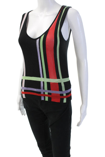 Armani Collezioni Womens Black Geometric Wool Blend Sleeveless Tank Size 4