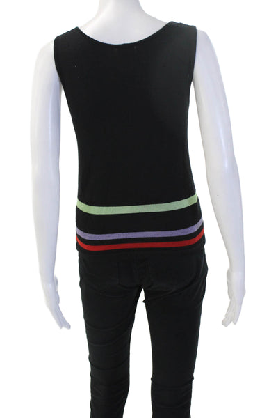 Armani Collezioni Womens Black Geometric Wool Blend Sleeveless Tank Size 4