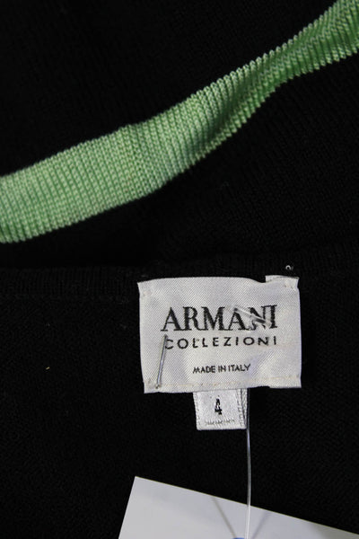 Armani Collezioni Womens Black Geometric Wool Blend Sleeveless Tank Size 4