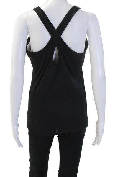 Athleta Women Basic Camisole Black Round Neck Size M