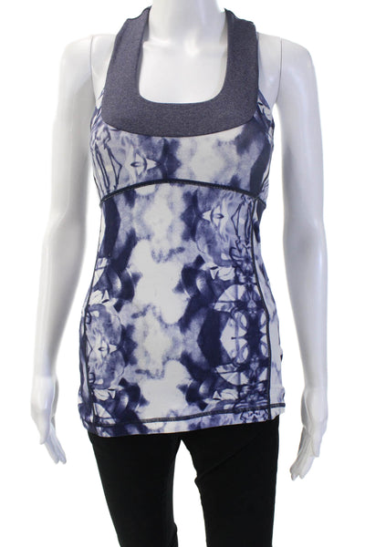 Lululemon Women Nylon Square Neck Sleeveless Tank Top Dark Blue Size S