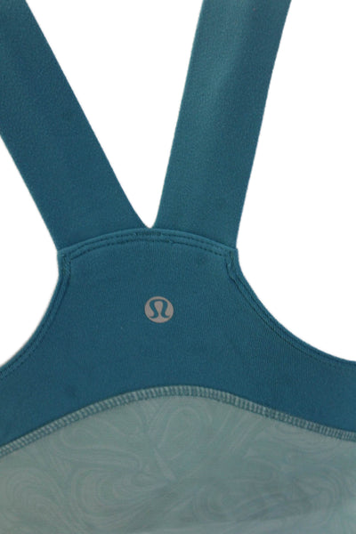 Lululemon Women Solid Blue Nylon V-Neck Sleeveless Tank Size M