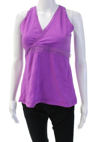 Lululemon Women Purple V Neck Sleeveless Nylon Tank Size M