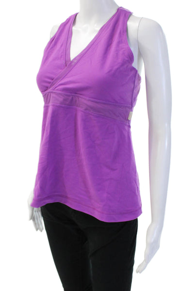 Lululemon Women Purple V Neck Sleeveless Nylon Tank Size M