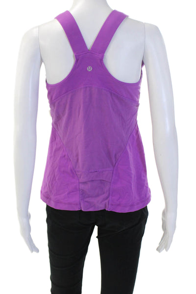 Lululemon Women Purple V Neck Sleeveless Nylon Tank Size M