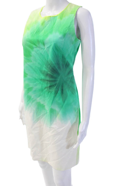 Elie Tahari Women Shift Dress Sleeveless Crew Neck Green Size 4