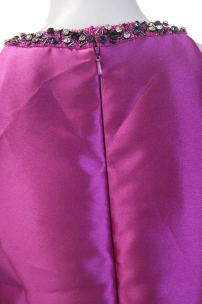 Carmen Marc Valvo Women Fit & Flare Pink High Neck Sleeveless Dress Size 8